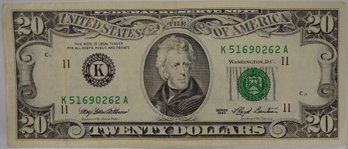 Beautiful 1993 $20 Federal Reserve Note Uncirculated