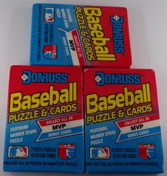 Three 1989 Donruss Baseball Card 'Leaf Factory' Sealed Wax Packs