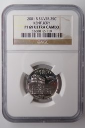 Silver 2001-S State Quarter (Kentucky) NGC PF 69 Ultra Cameo