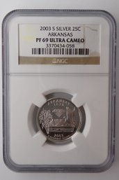 Silver 2003-S State Quarter (Arkansas) NGC PF 69 Ultra Cameo GEM Brilliant Uncirculated