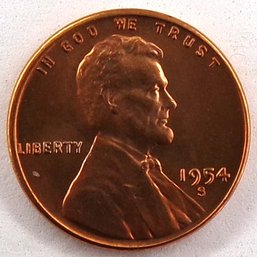 1954-S Lincoln Wheat Cent Gem Brilliant Uncirculated Red