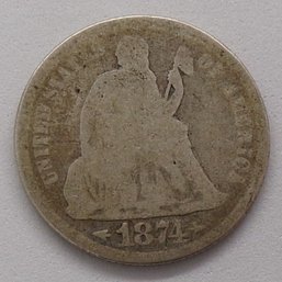 1874 Seated Liberty Silver Dime