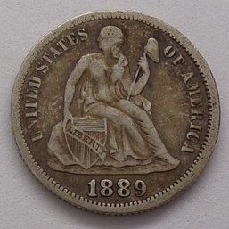 1889 Seated Liberty Silver Dime (Full Liberty)