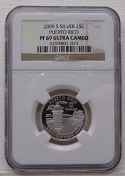 Silver 2009-S (Proof) U.S. Territories Quarter (PUERTO RICO) NGC PF 69 Ultra Cameo Gem Brilliant Uncirculated