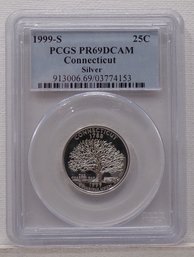 Key Date & State Silver 1999-S State Quarter (Connecticut) PCGS PR69 DCAM (Exceptional Cameo Contrast)