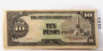 WWII 1942-1945 Japanese Government-10 Pesos 'Philippines'