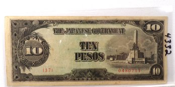 WWII 1942-1945 Japanese Government-10 Pesos 'Philippines'