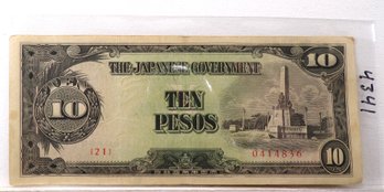 WWII 1942-1945 Japanese Government-10 Pesos 'Philippines'