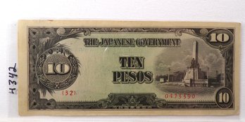 WWII 1942-1945 Japanese Government-10 Pesos 'Philippines'