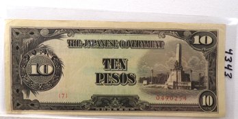 WWII 1942-1945 Japanese Government-10 Pesos 'Philippines'