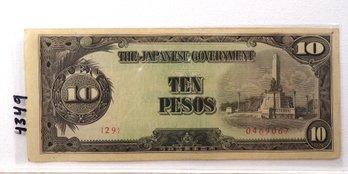 WWII 1942-1945 Japanese Government-10 Pesos 'Philippines'