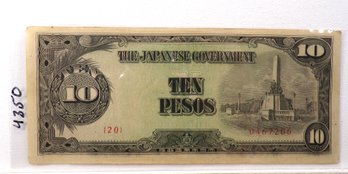 WWII 1942-1945 Japanese Government-10 Pesos 'Philippines'