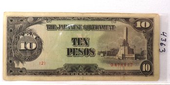 WWII 1942-1945 Japanese Government-10 Pesos 'Philippines'