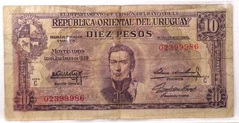 1939 Uruguay Ten Pesos