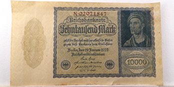 1922 10,000 Mark Germany Reich Banknote Currency