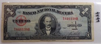 1949 1 Peso Bank Of Cuba (American Bank Note Company) Scarce