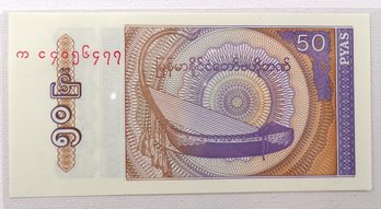 Central Bank Of Myanmar 50 Pyas Crisp Uncirculated