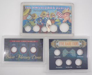 3 Empty Hard Coin Holders/Cases For American Coins (No Coins Included)