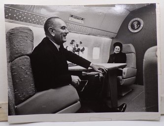 Authentic Original January 26th 1964 Picture Of President Johnson And First Lady Aboard Air Force One