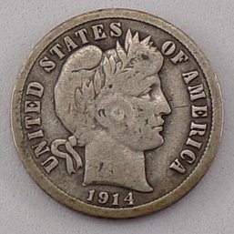 1914 Barber Silver Dime (Most Liberty)