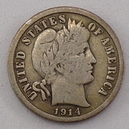 1914 Barber Silver Dime (Most Liberty)