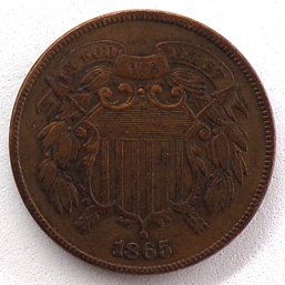 Beautiful 1865 Two Cents (Complete Motto) XF/AU