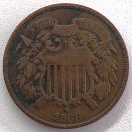 Beautiful 1868 Two Cents (Complete Motto) XF