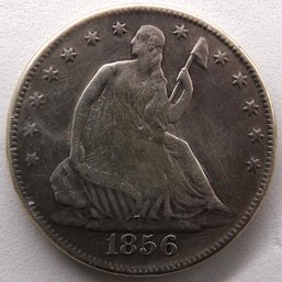 Key Date 1856-S Seated Liberty Silver Half Dollar (Type 1, No Arrows & No Motto) ONLY 211,000 Minted