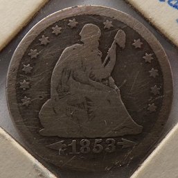 1853 Seated Liberty Silver Quarter Dollar (Type 2, Arrows And Rays)