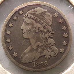 1838 Capped Bust Silver Quarter Dollar (Full Liberty)