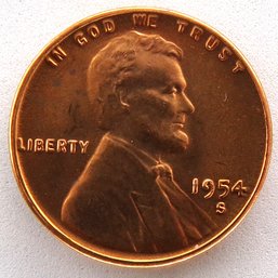 1954-S Lincoln Wheat Cent Brilliant Uncirculated Red