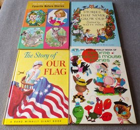 Vintage LIKENEW Childrens Books,1938-Never Grow Old,1961-Fav Nature Stories, 1960-Our Flag, 1965-Muggins Mouse