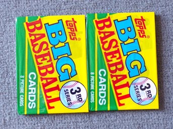 Two Unopened 1990 Topps Wax Packs Big Baseball Cards 3rd Series