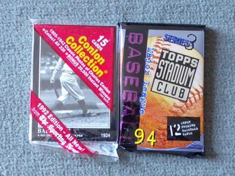 Two Unopened Baseball Card Packs, 1-1992 Conlon Collection & 1-1994 Topps Stadium Club Series 3