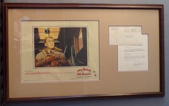Large Framed 1957 Movie Poster 'James Stewart-In The Spirit Of St. Louis' & Signed Letter Dated 2-10-1956