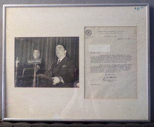 Large Framed Picture Of FBI Director J. Edgar Hoover & Signed Letter Dated 9-12-1968