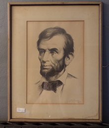 Framed Signed Original Lithograph 'Abraham Lincoln' By S. J. Woolf
