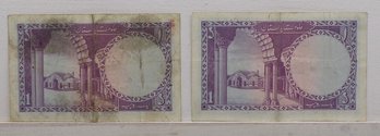 Two Vintage 1953 1 Rupee Banknotes