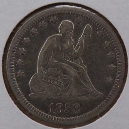 Beautiful 1858 Seated Liberty Silver Quarter Dollar 'Full Liberty' AU Plus