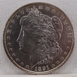 1891 Morgan Silver Dollar Choice Brilliant Uncirculated (Scarce In Higher Grades)