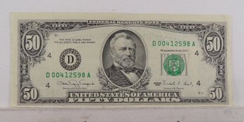 Error 'Faulty Alignment, Both Sides' 1990 $50 Federal Reserve Note, Uncirculated