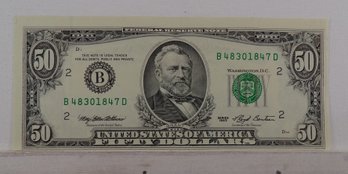 Error 'Faulty Alignment, Both Sides' 1993 $50 Federal Reserve Note, GEM Uncirculated