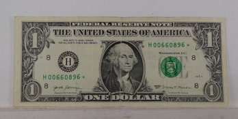 Star Note, 2017 $1 Federal Reserve Star Note, Lightly Circulated
