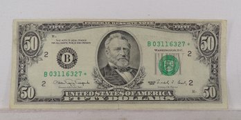 Star Note, 1990 $50 Federal Reserve Star Note, Lightly Circulated