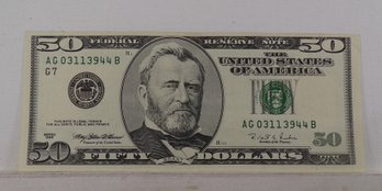 Error 'Faulty Alignment' 1996 $50 Federal Reserve Note, Uncirculated