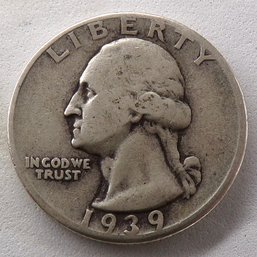 1939 Silver Washington Quarter Dollar