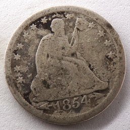 1854 Seated Liberty Silver Quarter Dollar (Type 3, Arrows, No Rays)