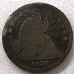 1838 Seated Liberty Silver Dime Large Stars (Details)