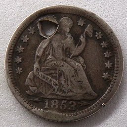 1853-O Seated Liberty Silver Half Dime XF (Details See Pictures)