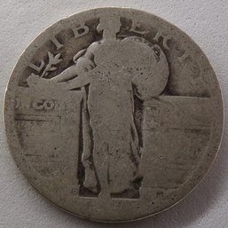 Pre 1925 D-Mint No Date Standing Liberty Silver Quarter